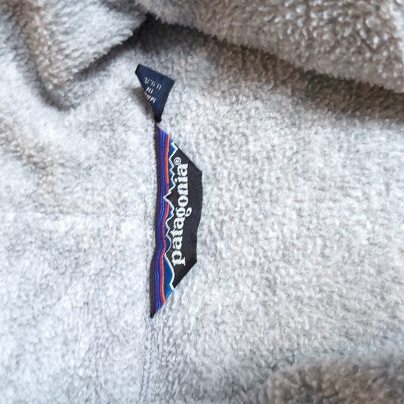 Vintage 80's Patagonia Fleece Jacket Made in USA Size XL in Gray with Plum Trim - Picture 3 of 14